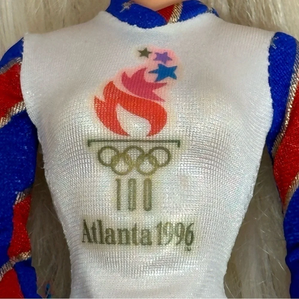Barbie Atlanta 1996 Olympic Gymnast Doll Articulated Long Blonde Hair Outfit
